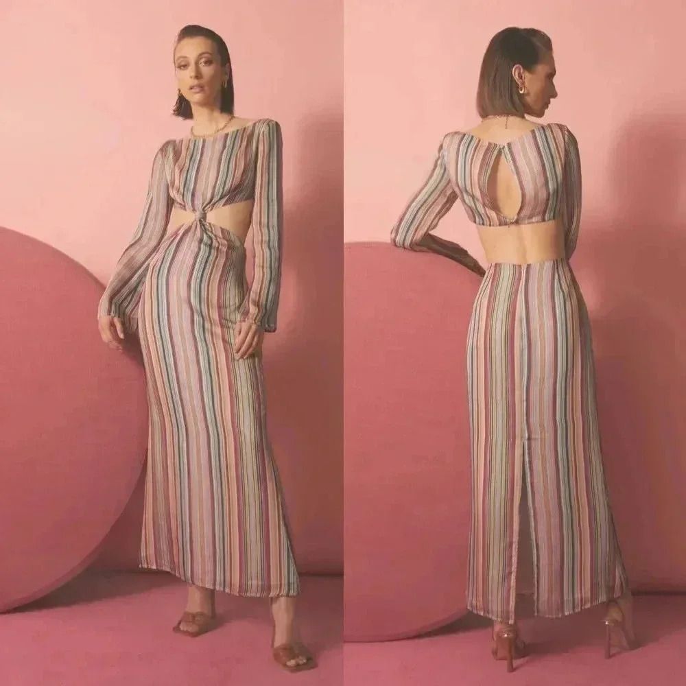 Free People Winter Muse Daphne Dress in Multi Stripe Size 6 XS NWOT $299